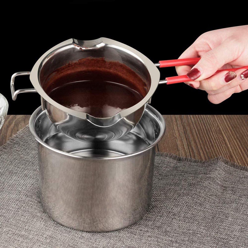 Nồi nấu socola, bơ sữa, tan chảy bằng thép không gỉ  có tay cầm silicon chống nóng cao cấp Chư
