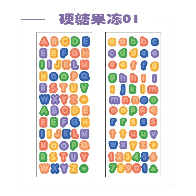 Set 2 Miếng Dán Trang Trí Sổ Tay Chống Thấm Nước In Chữ Màu Kẹo Ngọt