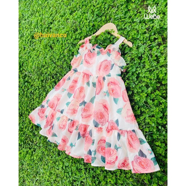 Đầm váy voan tơ dài bé gái dễ thương mềm mại dáng xòe hoa nhí Haivanco mềm mại thoáng mát bé gái 2 đến 10 tuổi đi tiệc