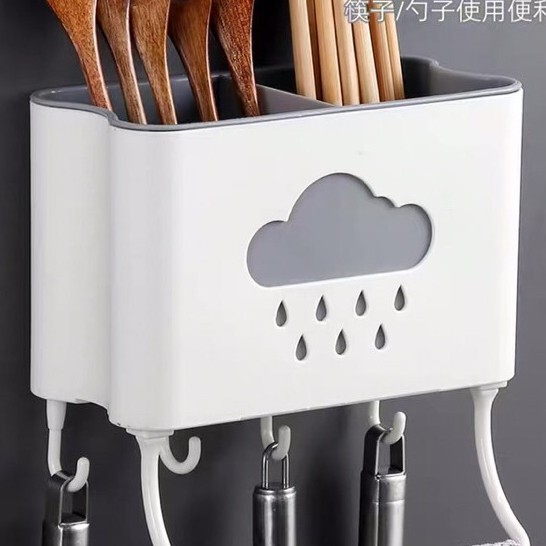 Kệ Để Đồ Nhà Bếp Dán Tường Hình Đám Mây - Giỏ Đựng Đũa Dán tường