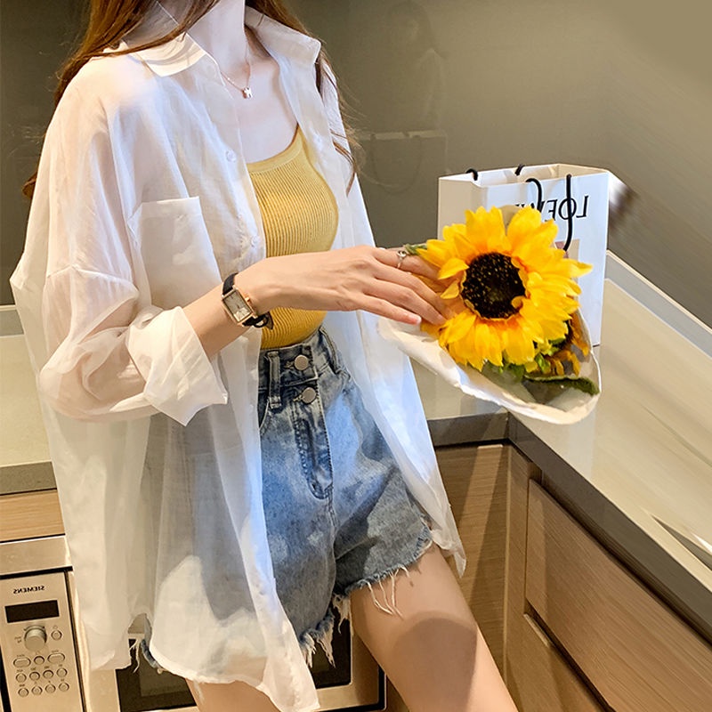Áo Sơ Mi Chống Nắng Siêu Mỏng Màu Sắc Đơn Giản Thời Trang Mùa Hè Cho Nữ