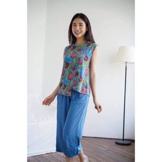 Bộ Lanh quần ống sớ áo SN vạt lệch hoạ tiết