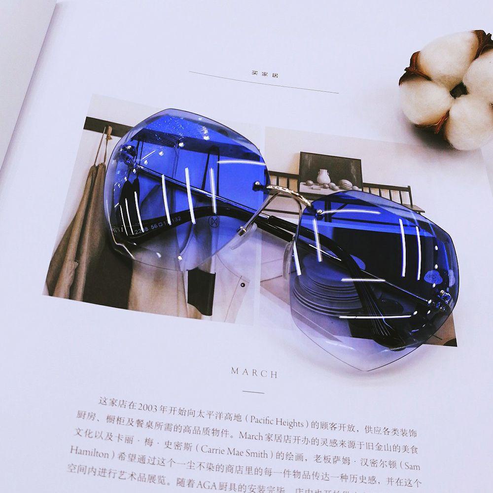 Kính Mát Không Gọng Hình Đa Giác Nhiều Màu Sắc Phong Cách Vintage Dành Cho Nữ