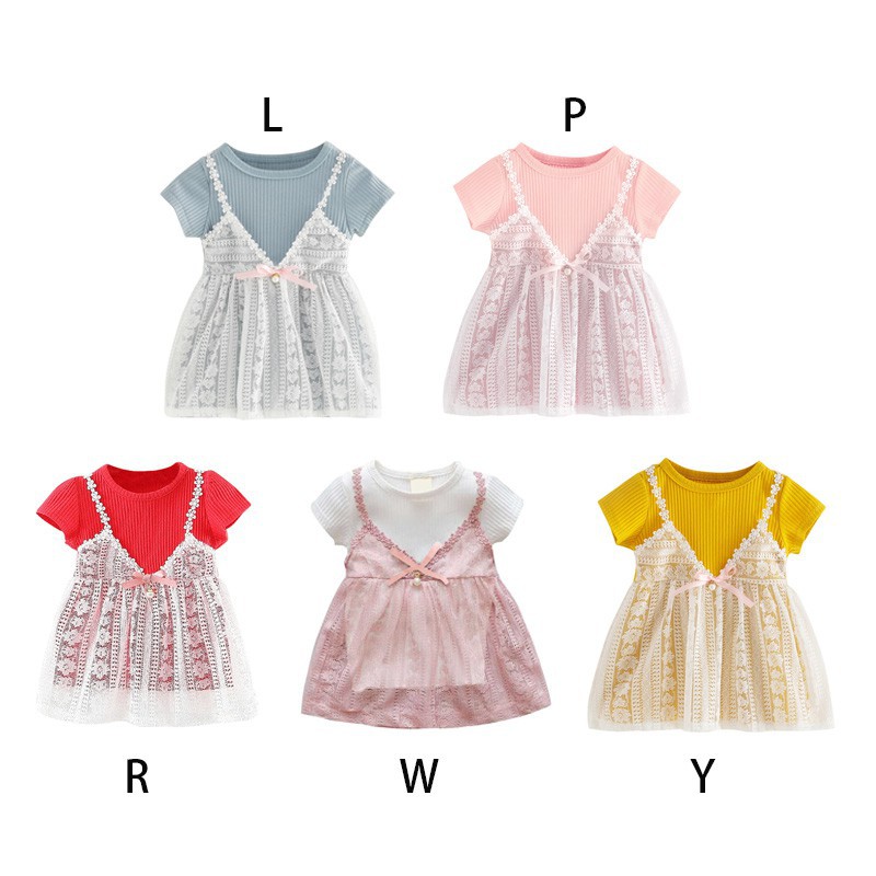 Summer Cute Baby Girl Princess Lace Soft Short Sleeve Tutu Dress Kids Sundress