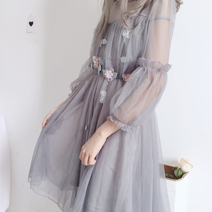 Đầm Ulzzang tiểu thư đính hoa (có sẳn) | BigBuy360 - bigbuy360.vn