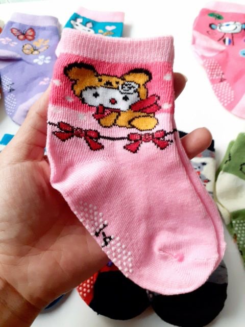 Vớ cotton hình thú chống trượt cho bé trai/bé gái