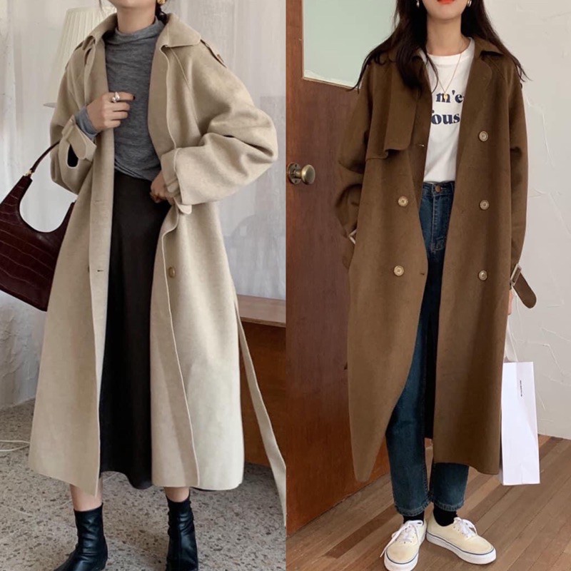 [Siêu Hot] Áo Dạ Mangto Dáng Dài 2 Màu Phong Cách Hàn Quốc Có Ảnh Thật Kèm Video