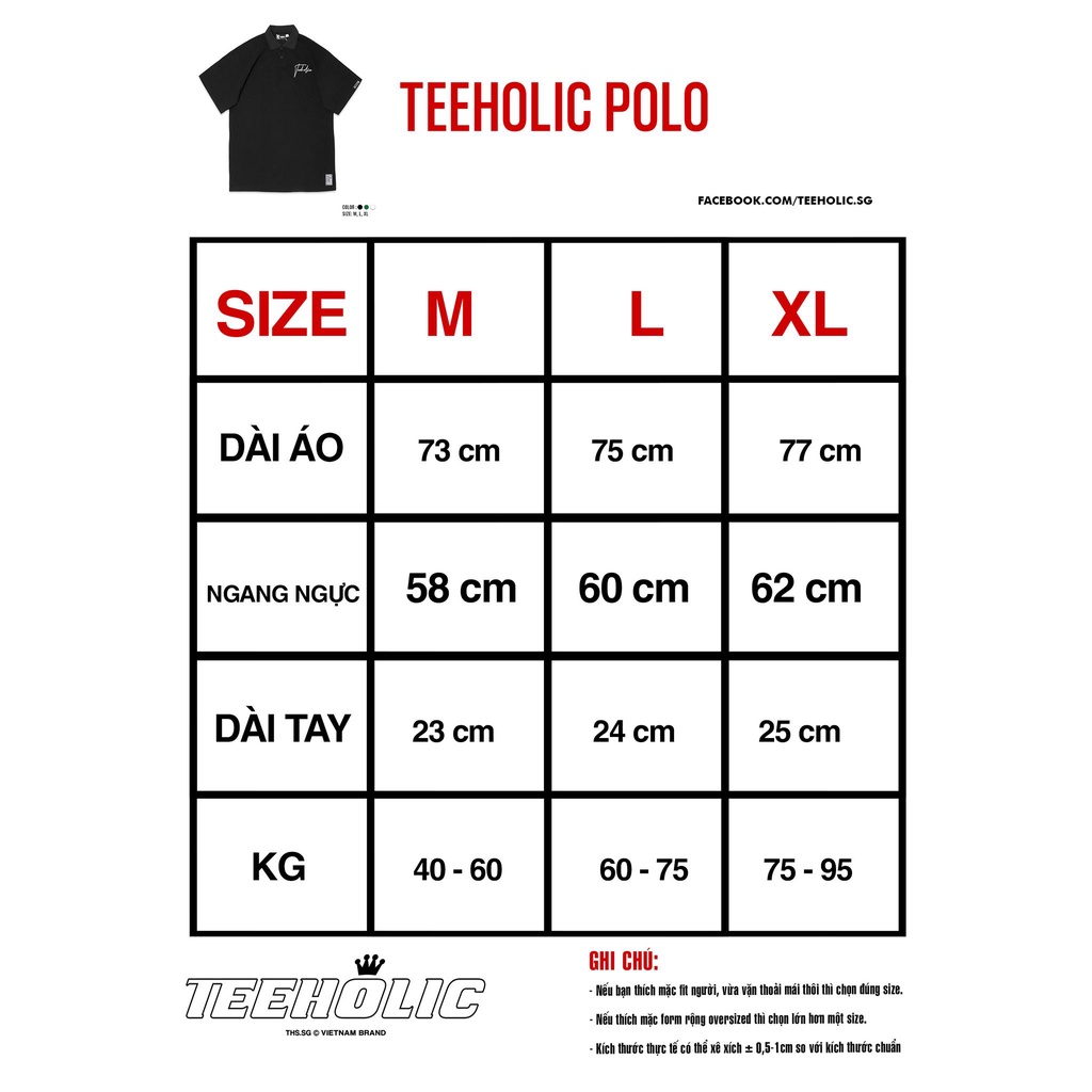 Áo Polo Form Rộng Unisex Thêu Logo TeeHolic Màu Đen - THS