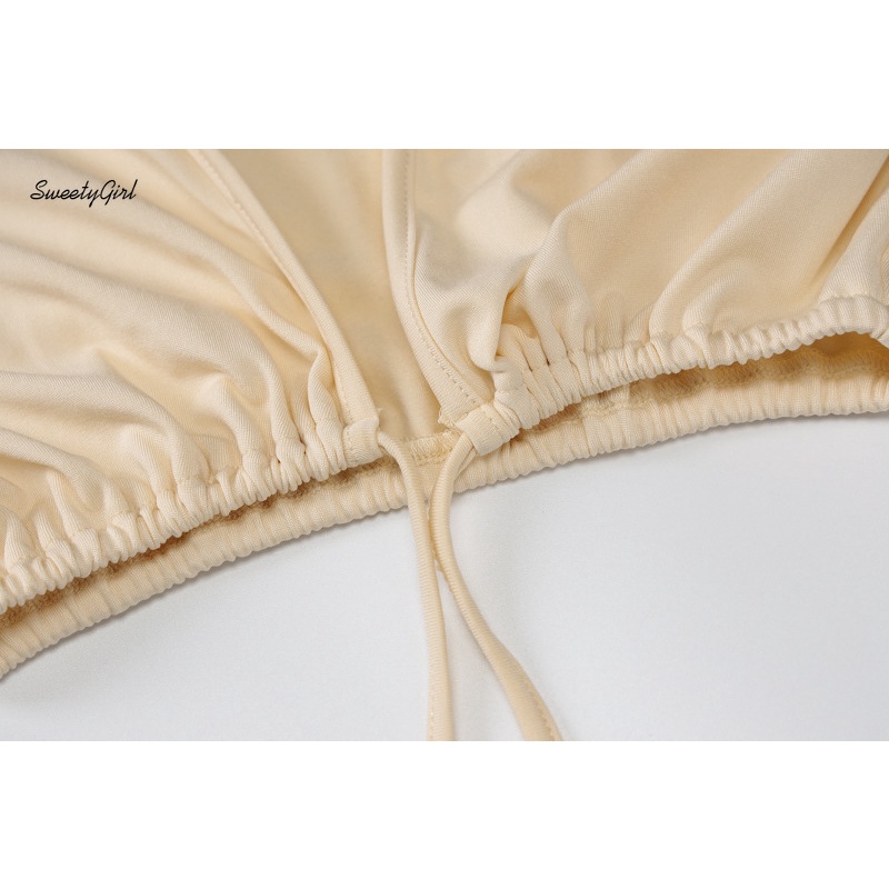 Bộ Áo Tay Dài Cổ Chữ V Thắt Nơ Phối Quần Lưng Cao Màu Trơn Thời Trang 2022 Cho Nữ