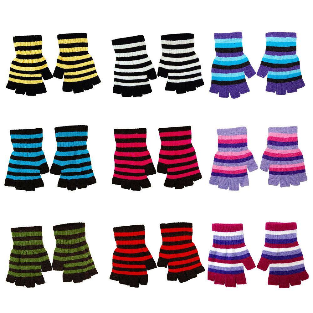 Găng Tay Len Hở Ngón Họa Tiết Kẻ Sọc Cho Nam Và Nữ