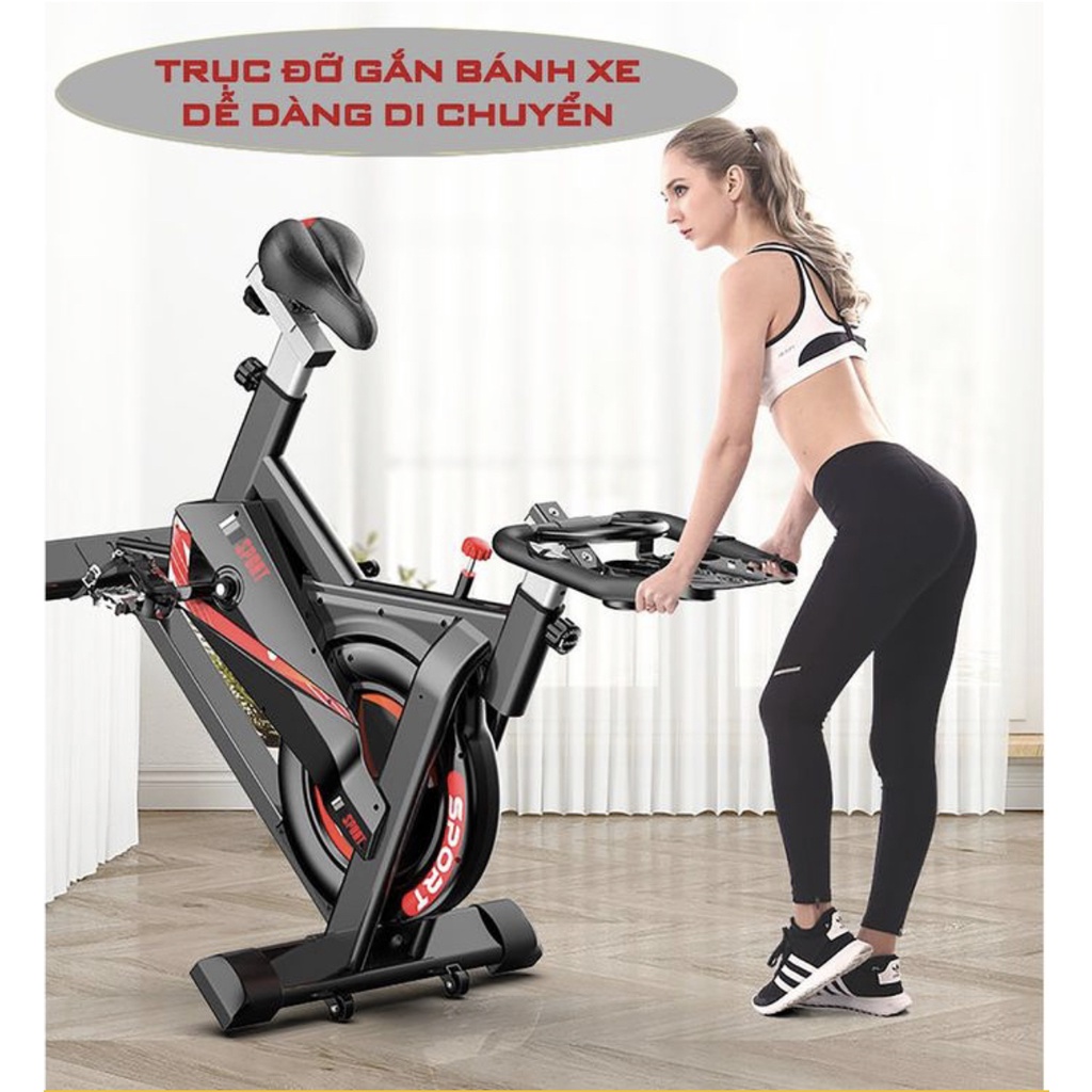 Xe đạp tập thể dục, xe đạp gym, xe đạp an toàn với trẻ em, tặng đồng hồ hiển thị, tặng máy đo nhịp tim, bảo hành 12 thán