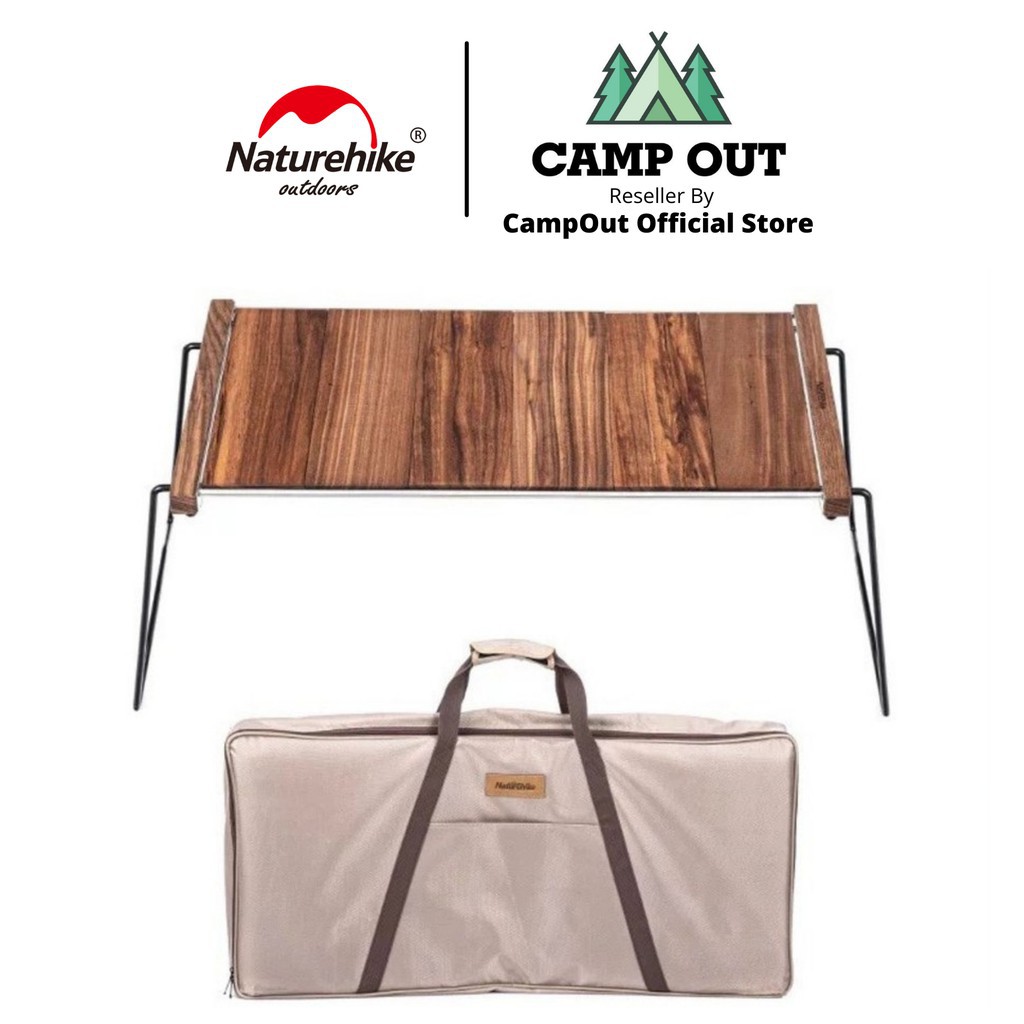 Bàn Naturehike cắm trại du lịch dã ngoại bàn kệ gỗ tự nhiên xếp gấp Campout A099