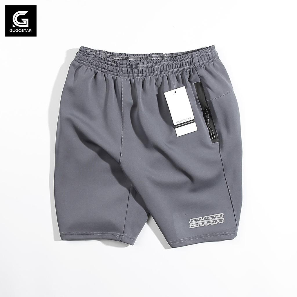 Quần Đùi Nam Thể Thao S03 GUGOSTAR, 3 Túi Khóa Kéo Chất Poly 2 Da, Co Giãn Tốt