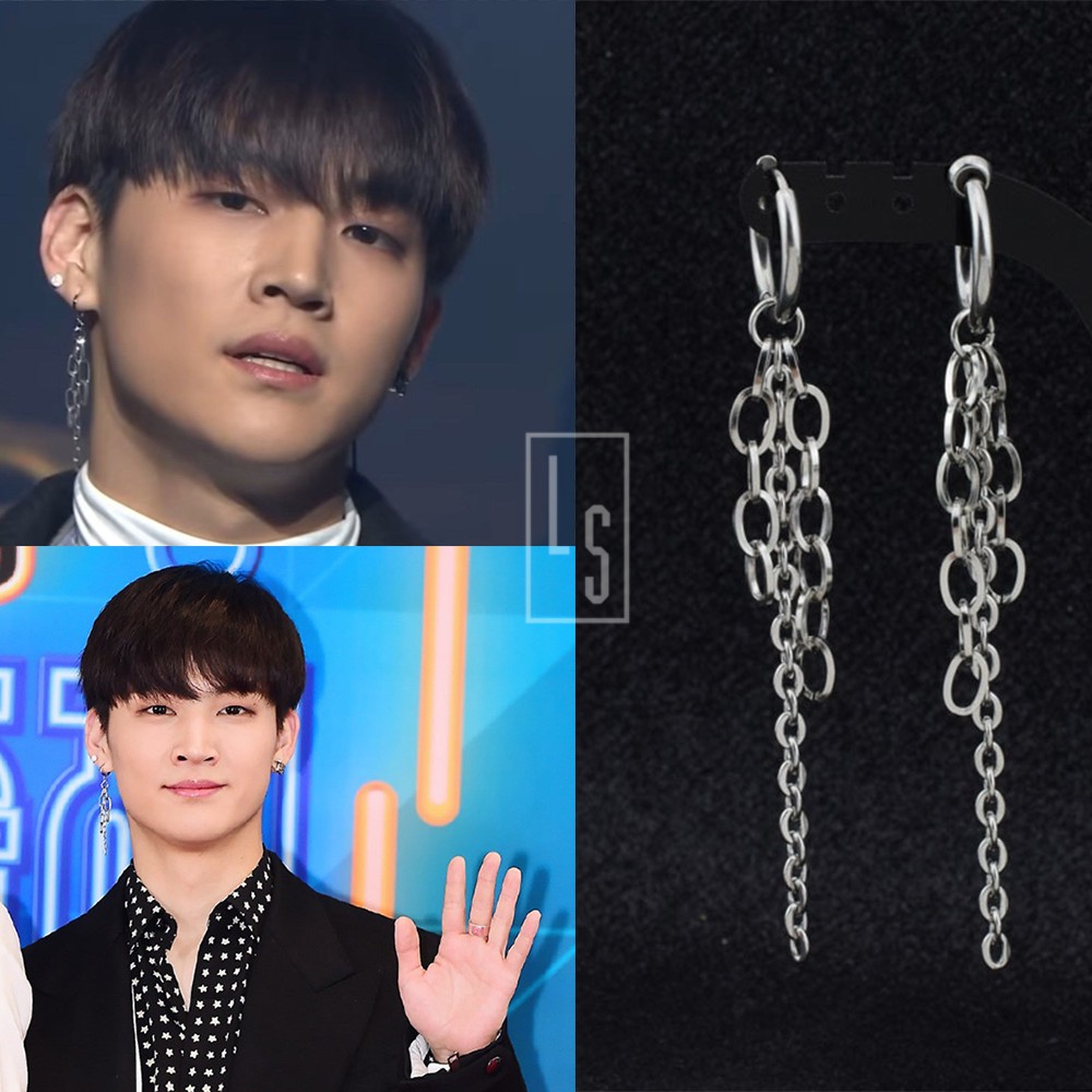Khuyên bông tai Park Jin-young GOT7 3 chuỗi xích - Sẵn hàng