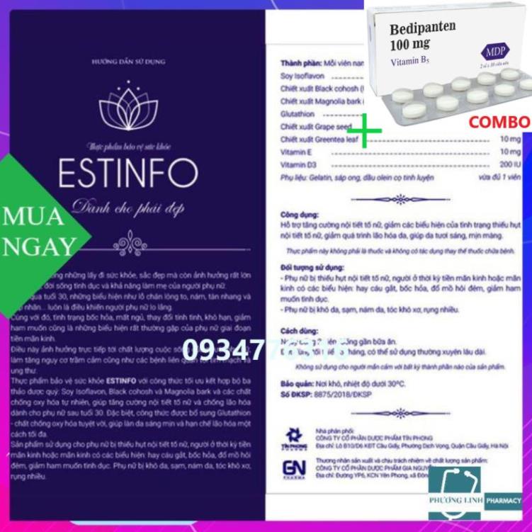 Combo Bedipanten 100mg +  CÂN BẰNG NỘI TIẾT ESTINFO