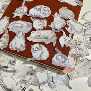 AM025 Set stiker Nailyo cắt sẵn chú mèo khó tính Mr.Always Angry and his friend