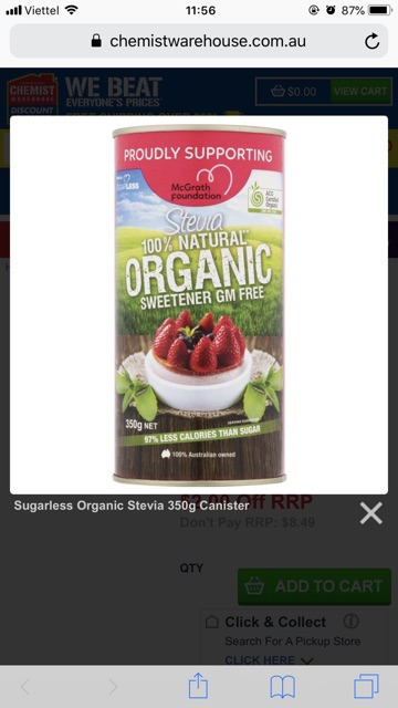 Đường ăn kiêng Stevia Organic Úc