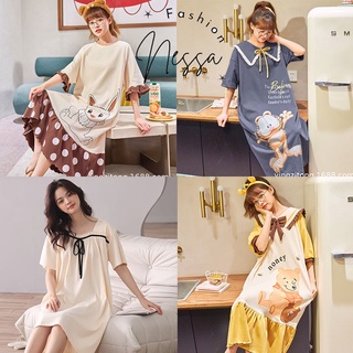 XẢ KHO 50K Pijama Váy Ngủ Nữ Mặc Ở Nhà Mùa Hè Vải Cotton Giãn 4 Chiều Bộ Đồ Thời Trang Cộc Tay Xuân Thu Đi Chơi Biển