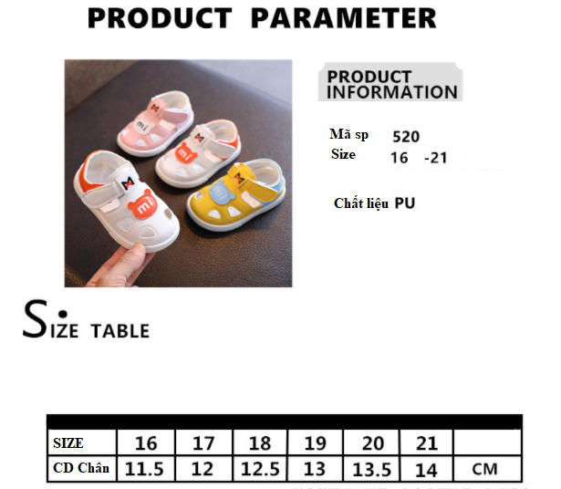 Dép sandal, dép quai dán tập đi dành cho bé 0-2 tuổi