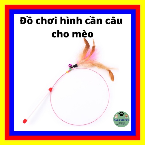 Đồ chơi hình cần câu luyện phản xạ cho mèo có gắn chuông và lông vũ