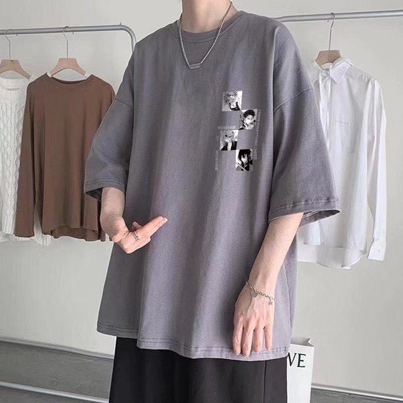 Áo Thun Tay Ngắn Cổ Tròn Họa Tiết Hoạt Hình Thời Trang Dành Cho Nam Size M-8XL