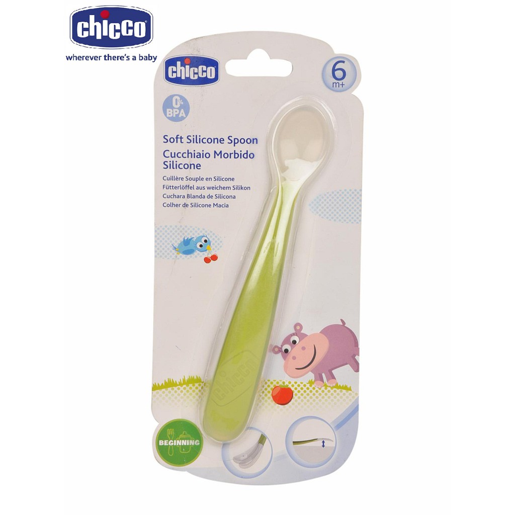 68285 Thìa ăn silicone xanh lá 6M+