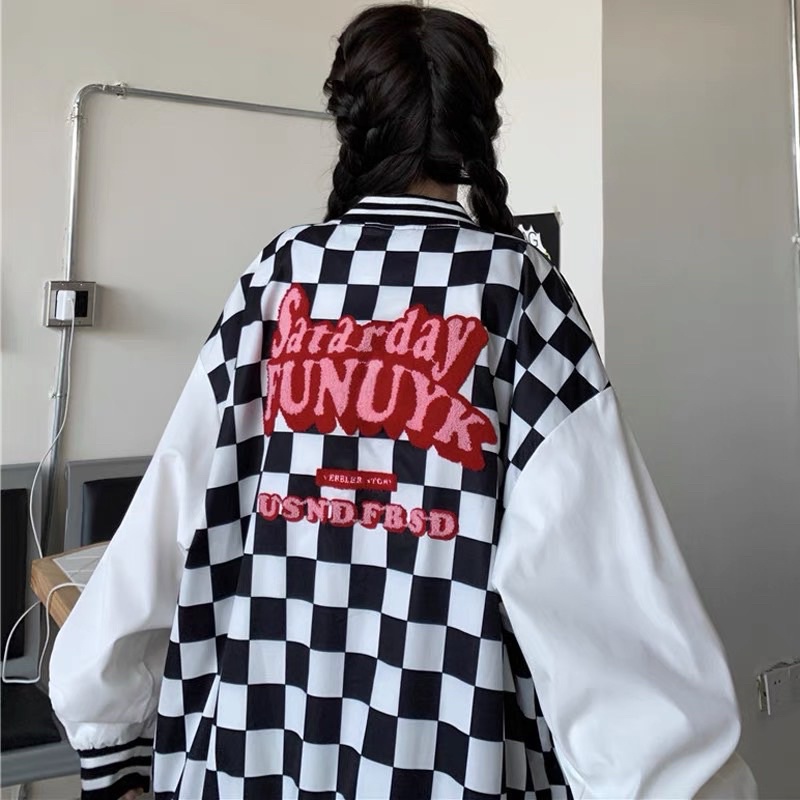Áo khoác Bomber caro unisex nam nữ
