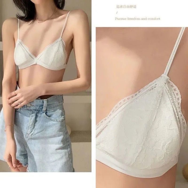 Áo Bra Ren - Áo Lót Nữ Ren Hoa 2 Dây Mảnh Mút Mỏng Không Gọng Gợi Cảm Thoải Mái
