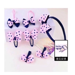 Bộ bờm nơ kẹp dây buộc tóc 7 món handmade cho bé