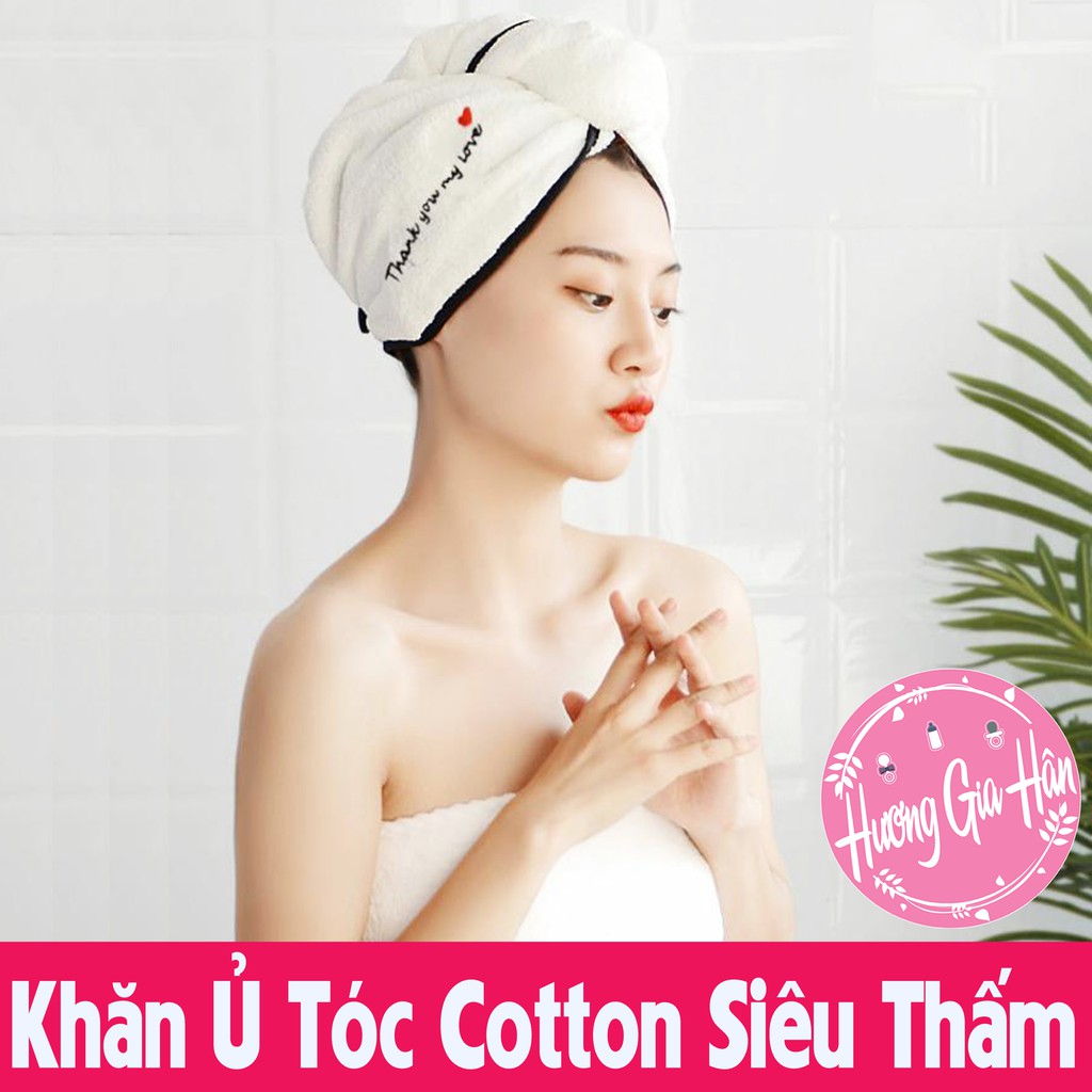 Khăn Ủ Tóc Cotton Siêu Mềm Siêu Thấm Hút Giúp Tóc Khô Tóc Nhanh - goodbaby, luvamo, hanhdecal, shop mẹ xôi