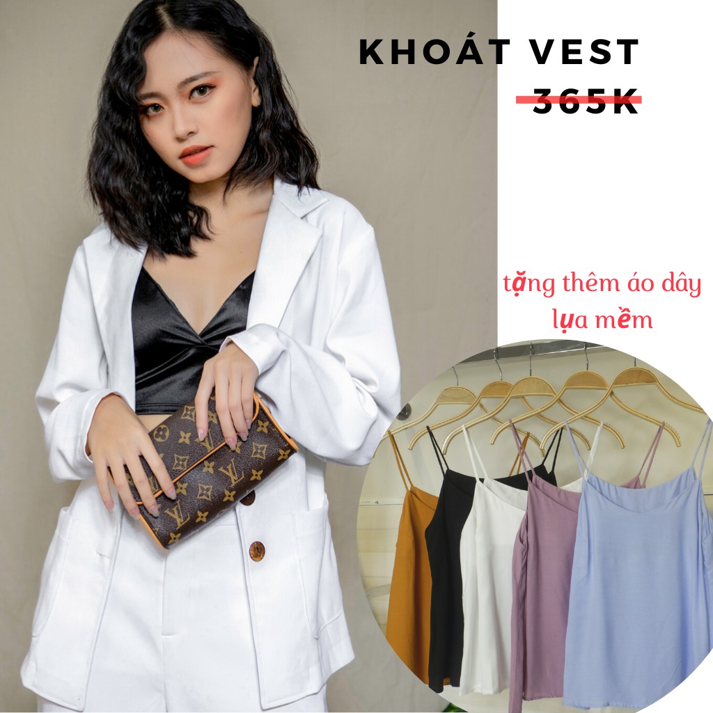 Áo khoát vest - Blazer ➖ 2 nút gỗ cho nàng công sở / túi hộp trước