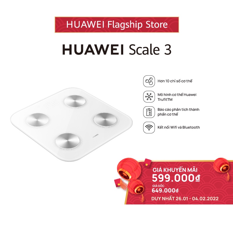 Cân Điện Tử HUAWEI Scale 3 Hơn 10 Chỉ Số Cơ Thể Mô Hình Cơ Thể Huawei