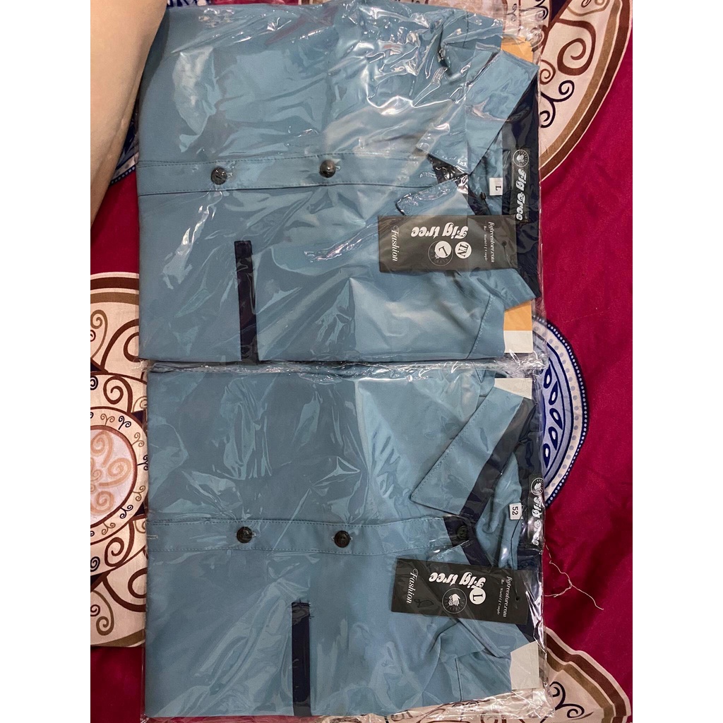 Set Áo Sơ Mi Cặp FIGTREE Tay Ngắn Màu Xanh Mint Phối Mẫu Mới