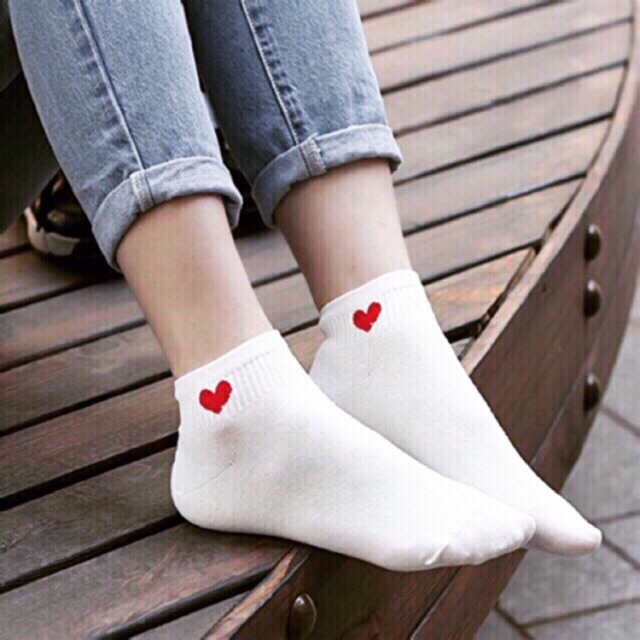 Tất cổ ngắn trái tim dễ thương