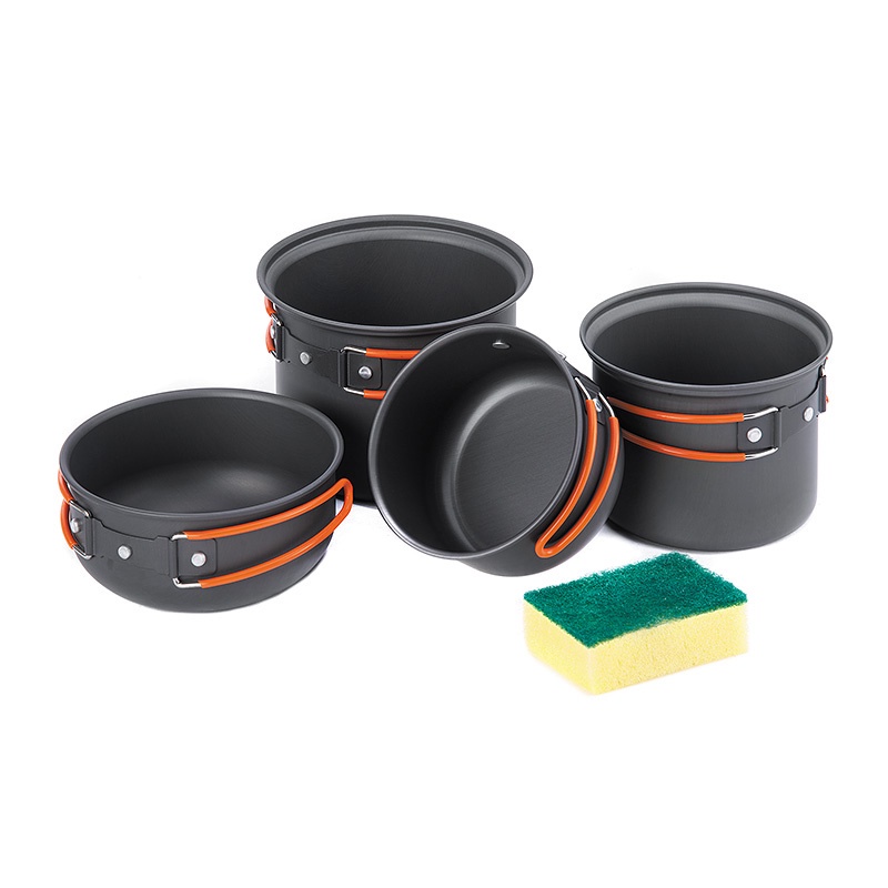 Bộ nồi dã ngoại cắm trại Naturehike mini 4 món hợp kim nhôm A431