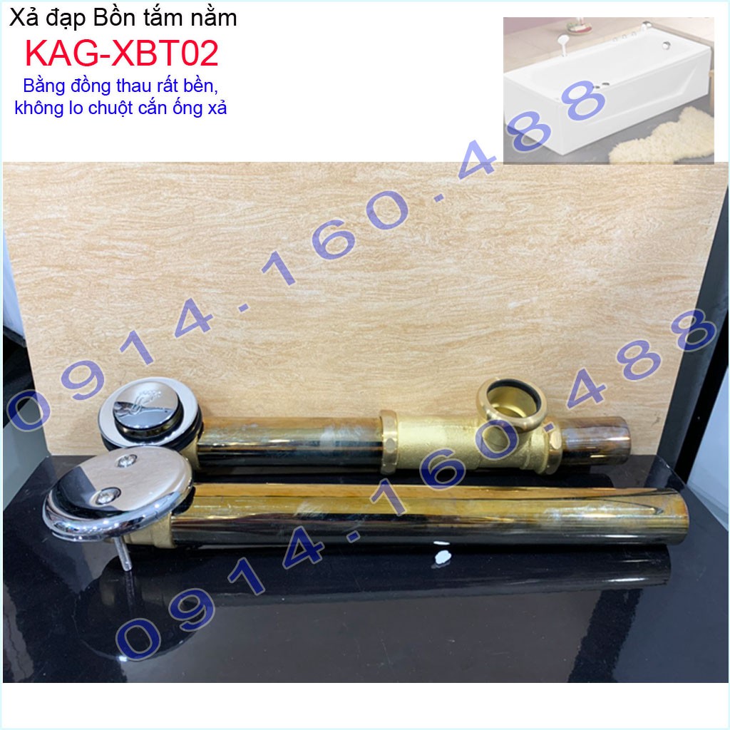 Xả đạp bồn tắm bằng đồng thau KAG-XBT02, Bộ xả dùng cho bồn tắm nằm , xả đạp chân bồn tắm siêu bền sử dụng tốt