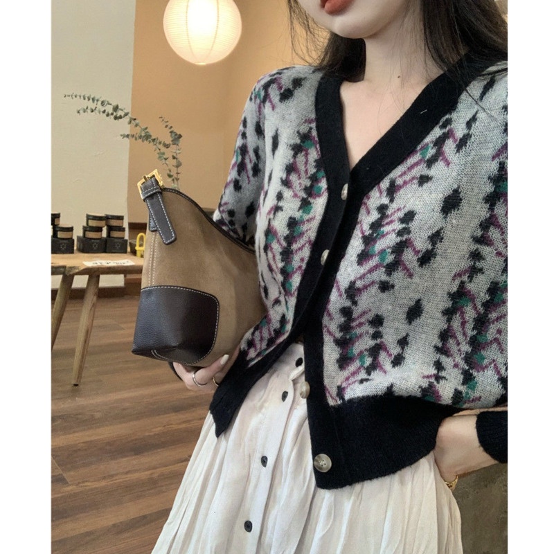Áo khoác cardigan dệt kim tay dài cổ chữ V thời trang Hàn Quốc