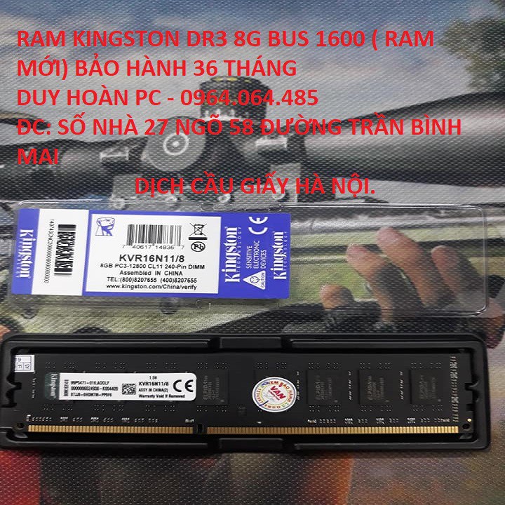 Ram Kingston DDR3 8GB Bus 1600MHz TẶNG TÍP TẢN NHIỆT CHO CPU + TẶNG LÓT CHUỘT MỚI