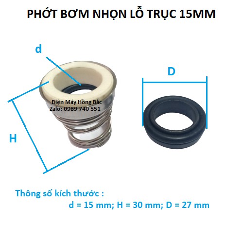 Phớt bơm nước lò xo nhọn trục 15mm đến 19mm