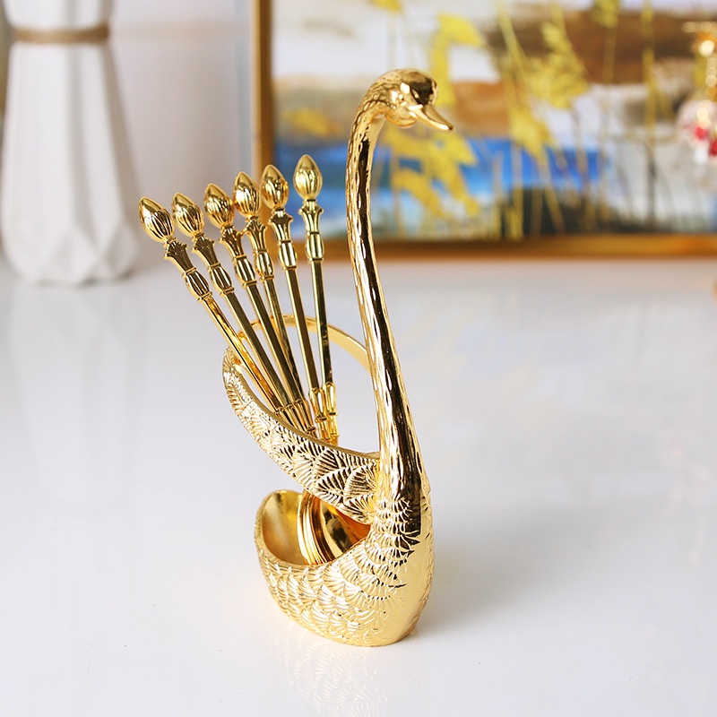 Bộ Nĩa Ăn Trái Cây Bằng Hợp Kim Kẽm Hình Thiên Nga Dễ Thương