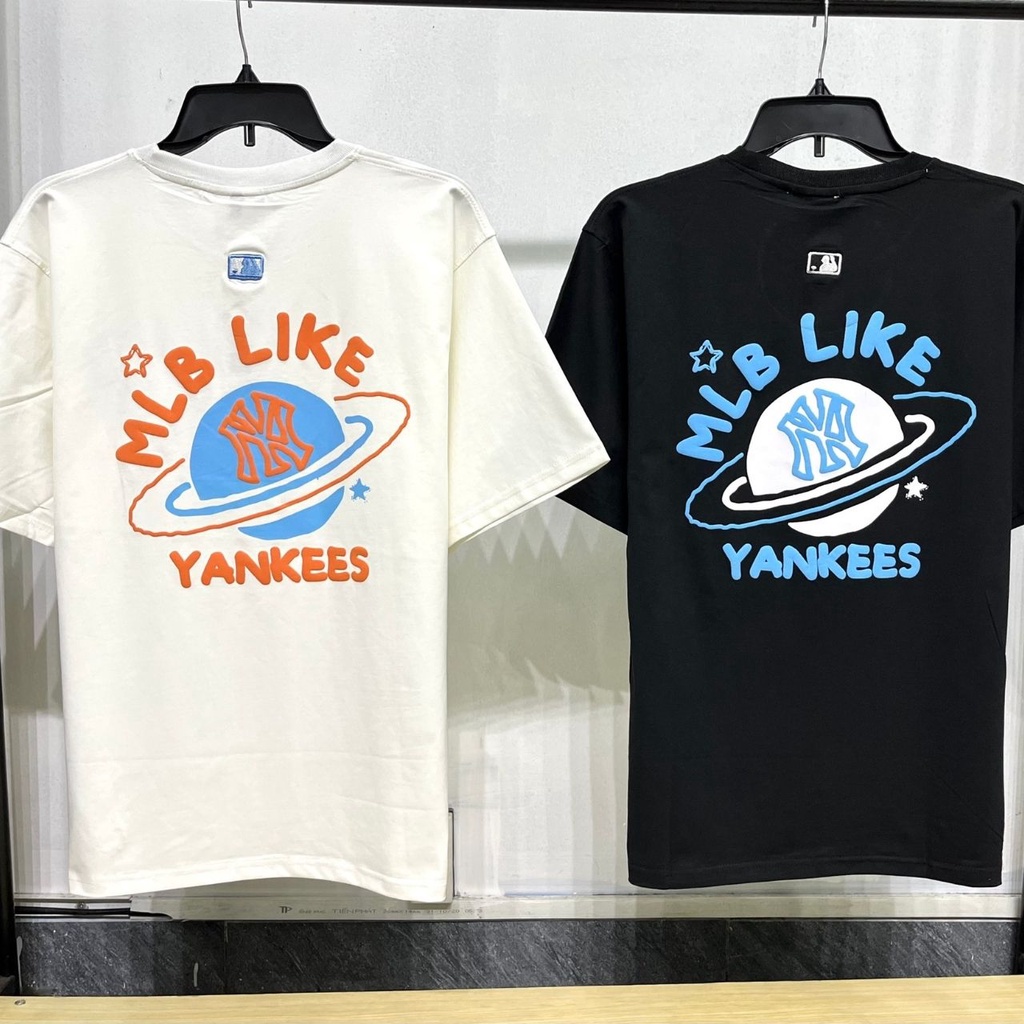[Best Quality] Áo Thun MLB NY, Áo Thun Cộc Tay In Nổi Chữ MLB Đầy Đủ Túi Và Thẻ Bài Dành Cho Nam và Nữ