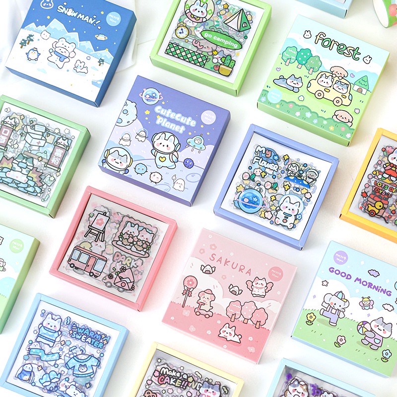 Set 50 Miếng Dán Họa Tiết Hoạt Hình Phong Cách Hàn Quốc