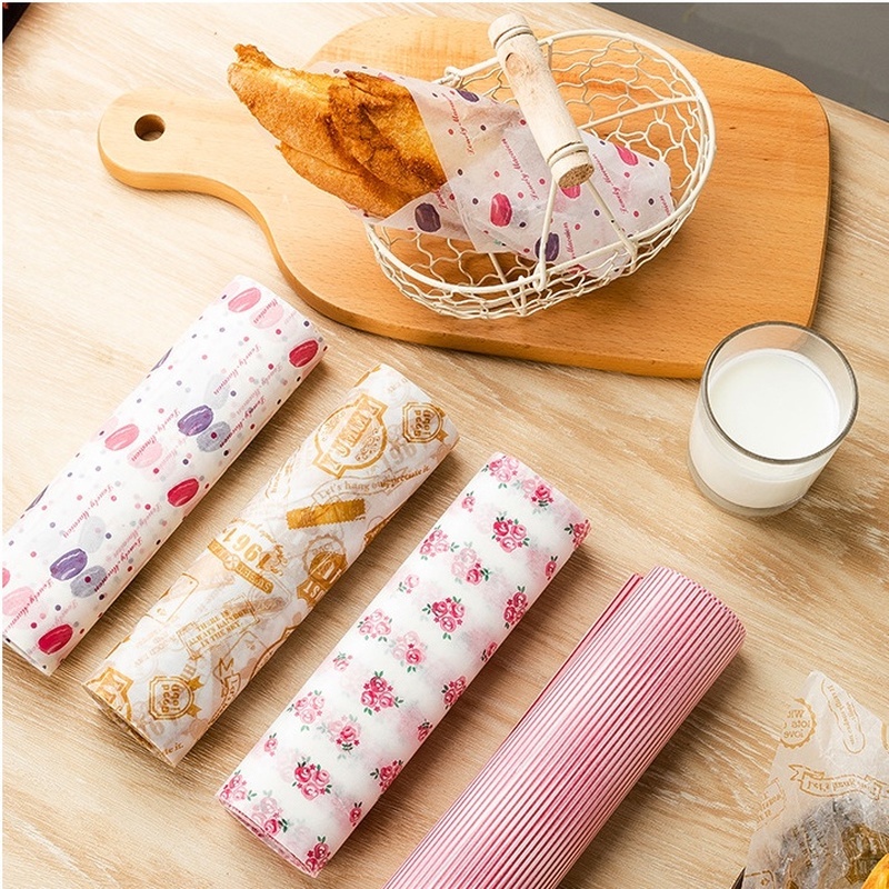 Set 10 Tấm Giấy Gói Bánh Sandwich / Đồ Ăn Vặt Chống Dầu DIY