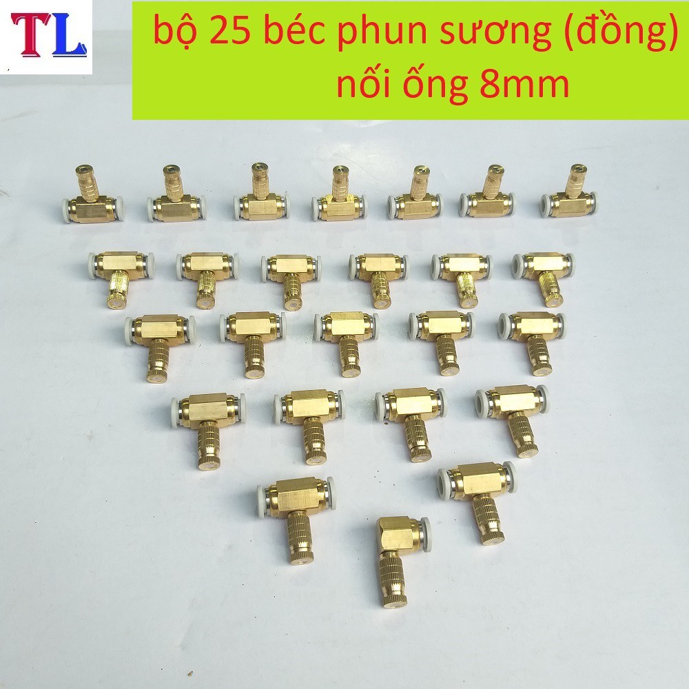 Bộ 25 béc phun sương bằng đồng - béc phun sương