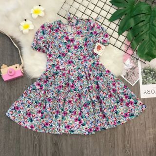 Đầm bông hoa đua sắc hè vải lụa Mango bông