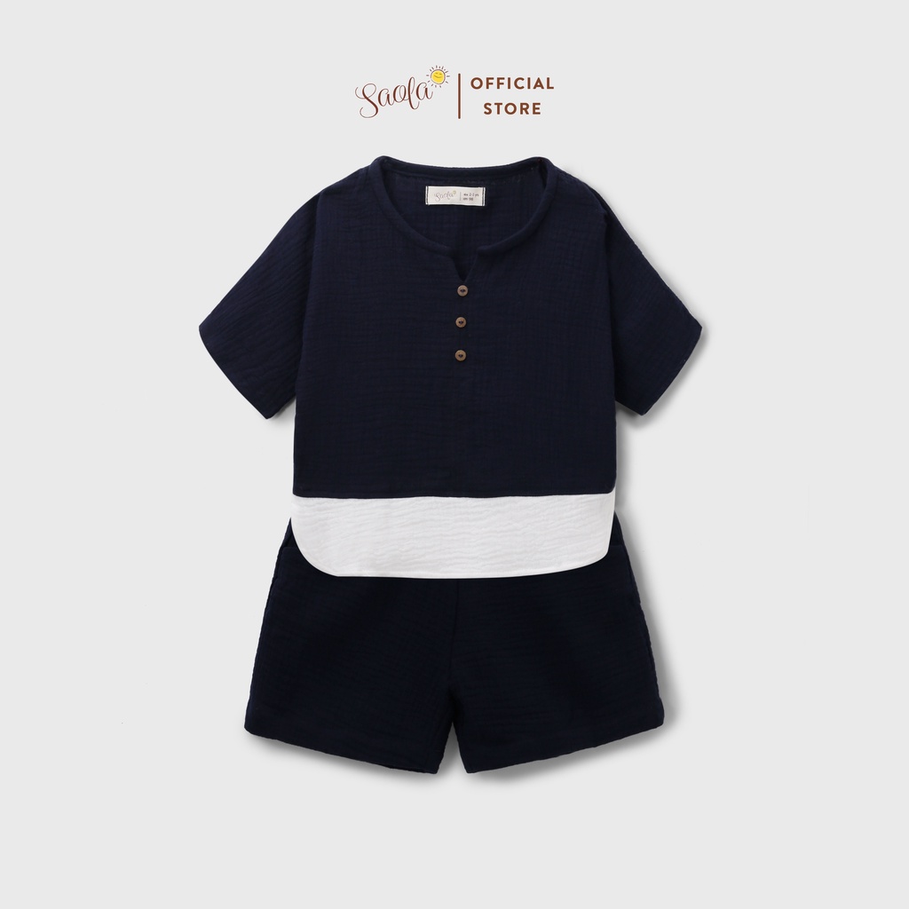 Bộ Áo Quần Cho Bé Trai/ Bé Gái Chất Liệu Muslin Cao Cấp Thoáng Mát - LEON SET - SEM001 &amp; SEM002 - SAOLA KIDS CLOTHING