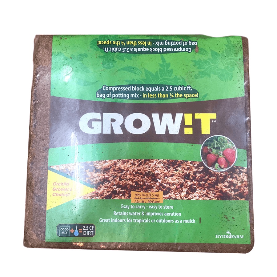 Xơ dừa, mụn dừa GROWIT Coco Coir Mix đã qua xử lý, tăng cường độ ẩm, trồng mọi loại cây - Kiện 4,5kg