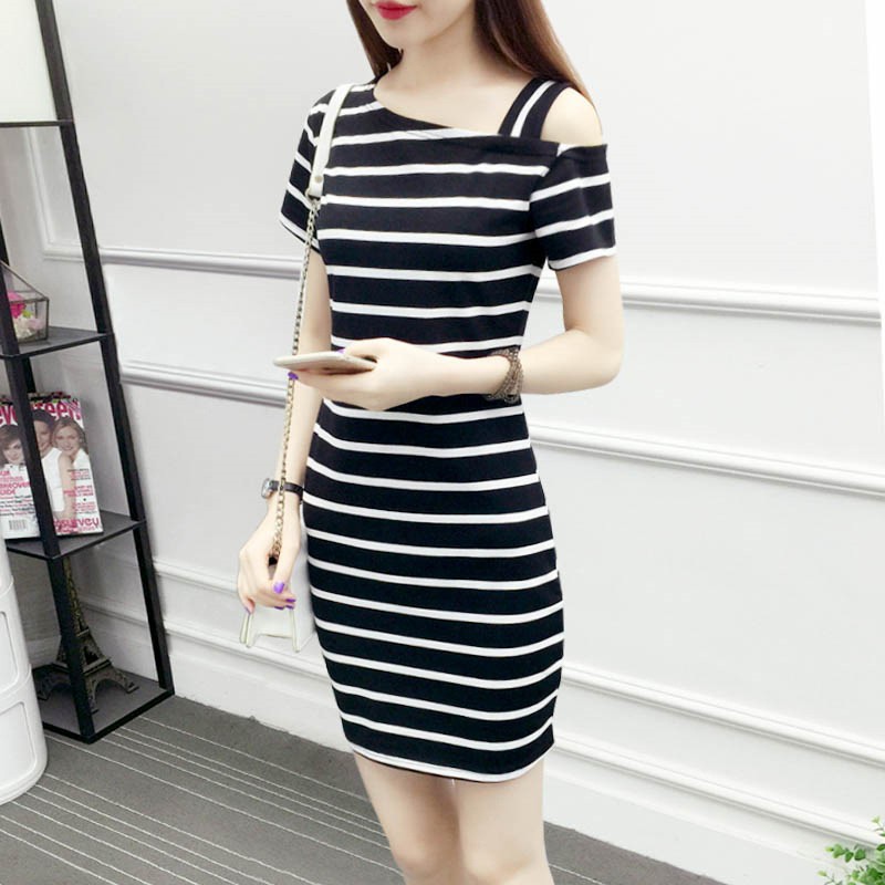 Đầm suông sọc ngắn tay | BigBuy360 - bigbuy360.vn
