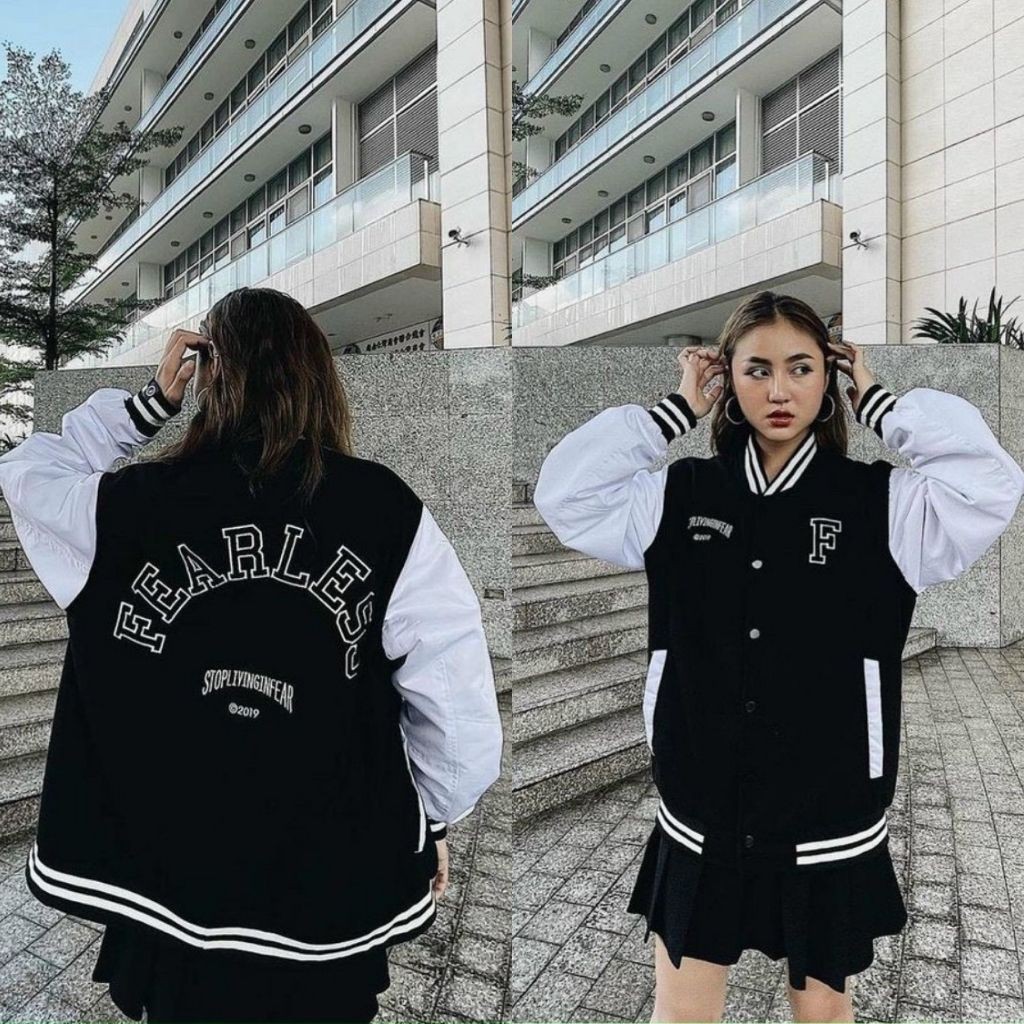 Áo khoác dù nữ bomber street style FEAR 4S AKD15 phong cách bóng chày Hàn Quốc vải 2 lớp trẻ trung