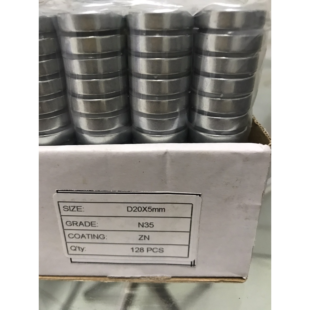 Nam châm viên trắng Neodymium D15x5mm và D20x5